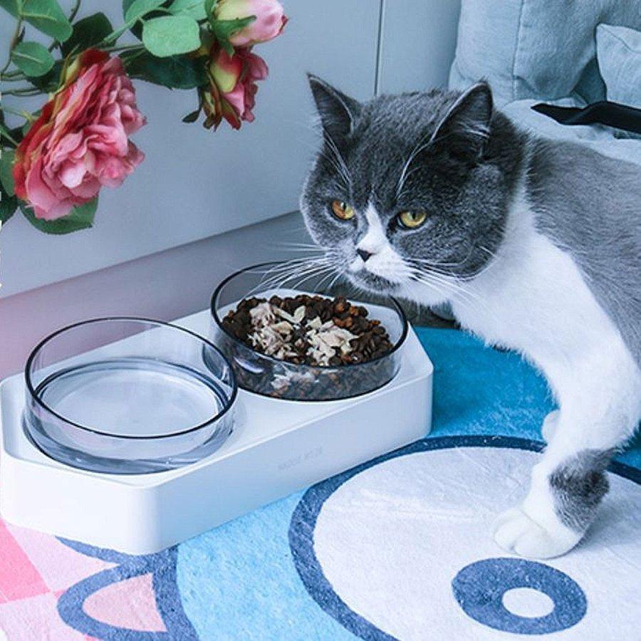 猫 食器 傾斜 食べやすい 猫用 フードボウル 傾き スタンド セット 犬 ねこ 食器台 子猫 餌入れ 器 ペット食器 ガラス おしゃれ