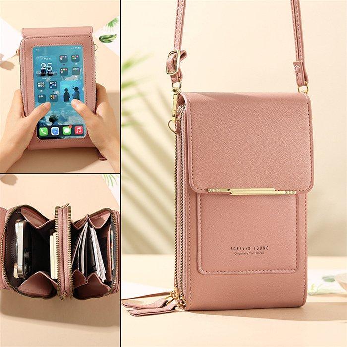 ウォレットバッグ iPhone Android スマホ 入る シンプル 財布 小物 収納 スマホショルダー レディース 女性プレゼント 合成皮革 PU